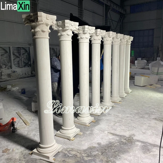 Natural architectural Roman Corinthian white Marble Column Pillar Pedestals 5