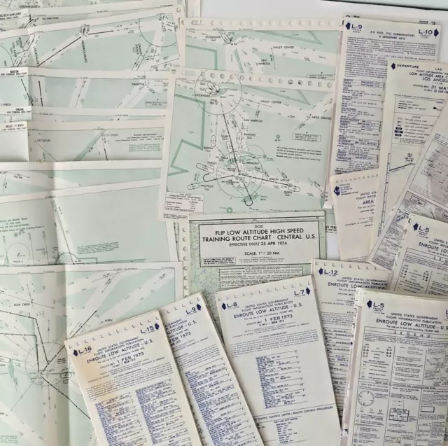 1958-1976 Misc. Enroute Low Altitude Charts &VOR Charts LOT of 23 Civil Aviation