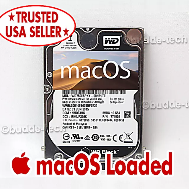 Macbook Pro Hard Drive 2.5" a1278 a1286 250GB 320GB 500GB 750GB 1TB PreLoaded OS