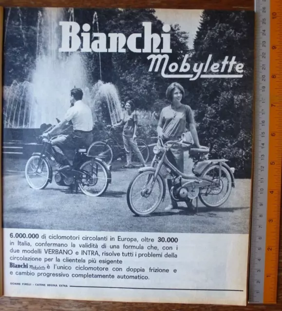 Pubblicità BIANCHI MOBYLETTE ciclomotori Modelli VERBANO e INTRA - 6/1964