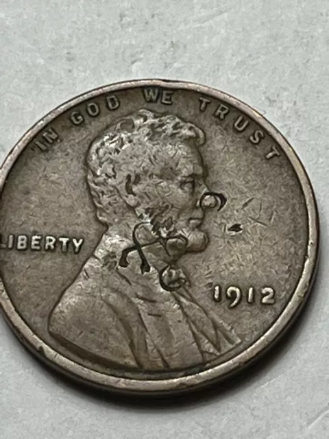 1912 P   1c Wheat Cent Obverse Brockage Error Coin Lot U824