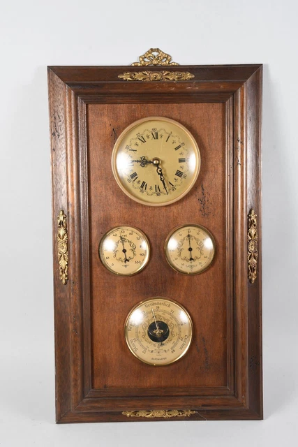 Zcargel Hygrometer-Thermometer Rund – 90 Mm Durchmesser, Metallrahmen, Kombiniert Mit Barometer & Uhr