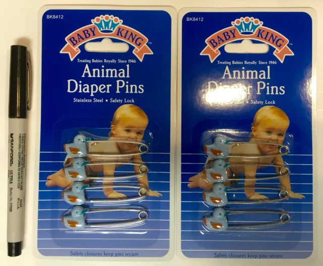 NIP~EIGHT BLUE DUCK KING DIAPER PINS-ship free