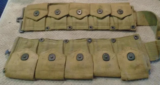 WWII 1942 US Military Army M1 Garand 10 Pocket Ammo Belt Cartridge Khaki M1923