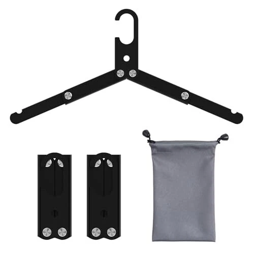 Pack De 10 Cintres Pliants De Voyage Sazfli - Noir Et Blanc - PP Et Alliage - Gain De Place - Antidérapant