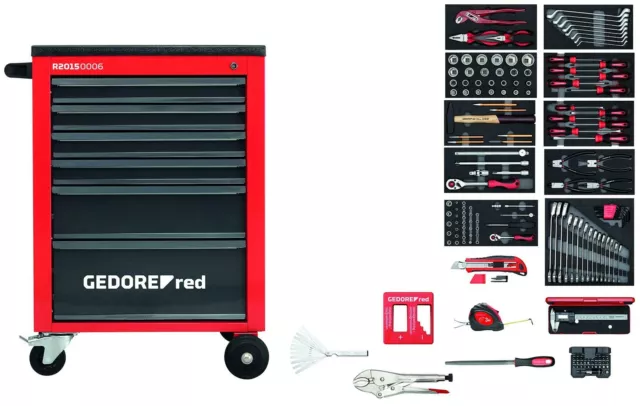 GEDORE Red R21560002 Werkzeugsatz im Werkstattwagen MECHANIC rot 166-teilig