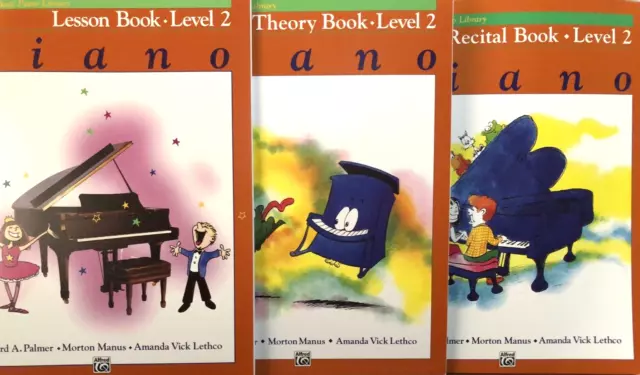 LOT: Alfred's Basic Piano Library - Lesson, Theory & Recital Books Level 2