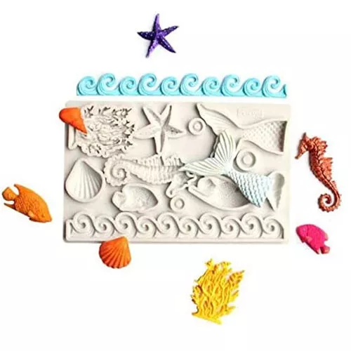 Muschelpferd Koralle Fisch Welle Silikon Fondant Form Kuchen Backen Meerjungfrau Form 2