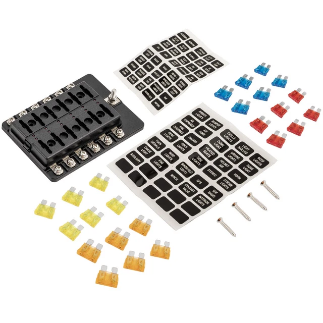 12 Way 12V Blade Fuse Box Block W/ LED Light Indicator for Auto Marine Boat Car