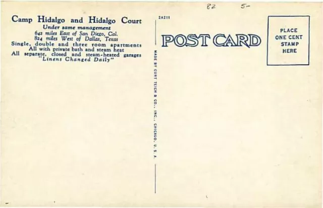 Roadside Postcard Camp Hidalgo & Hidalgo Court, Lordsburg, New Mexico 2