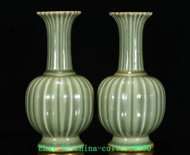10.2 '' Clear Qianlong vase en porcelaine émaillée or paires