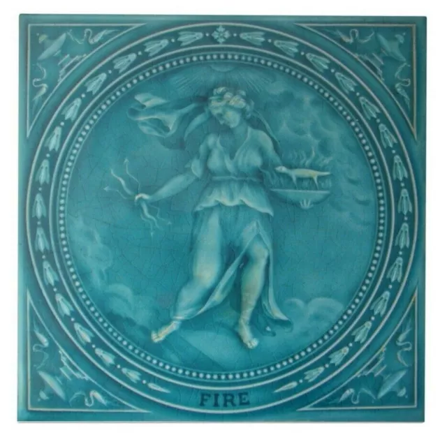 British Art Nouveau Vintage Ceramic Tile Rare Reproduction Majolica European UK