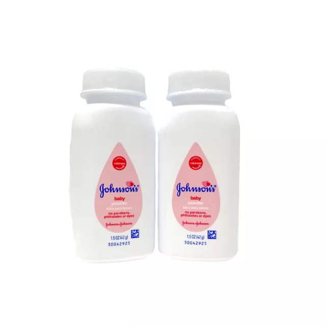 2 Johnson's Baby Powder Pink Label w/ Talc 1.5 oz Each Travel Size New Sealed