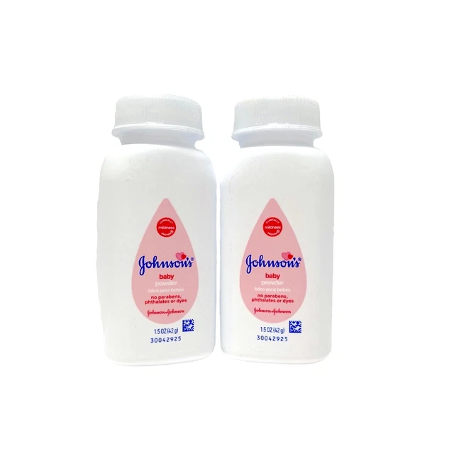 2 Johnson's Baby Powder Pink Label w/ Talc 1.5 oz Each Travel Size New Sealed