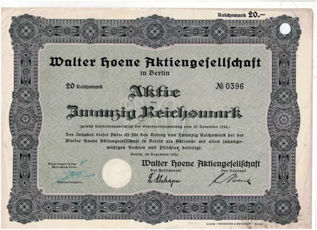 Walter Hoene AG, Berlin 1924, schmuddelig am Rand