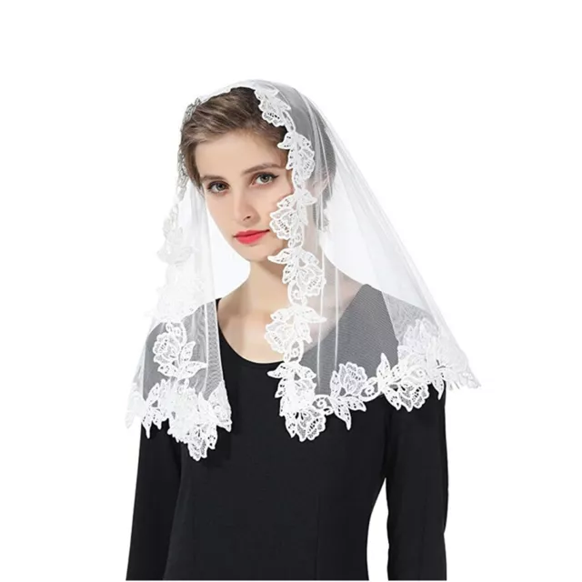 Rose Floral Women Mantilla Veils Catholic Chapel Head Covering for Church Black