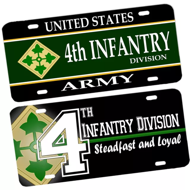 Patriotic US American Army Fourth Infantry 4th Army Aluminum License Plates