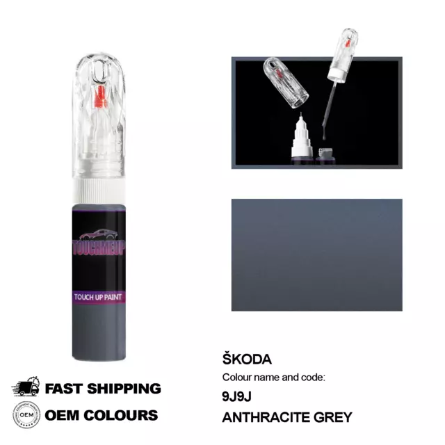 Para Modelos Skoda Gris Antracita 9J9J Pintura De Retoque Pen Scratch Chip...