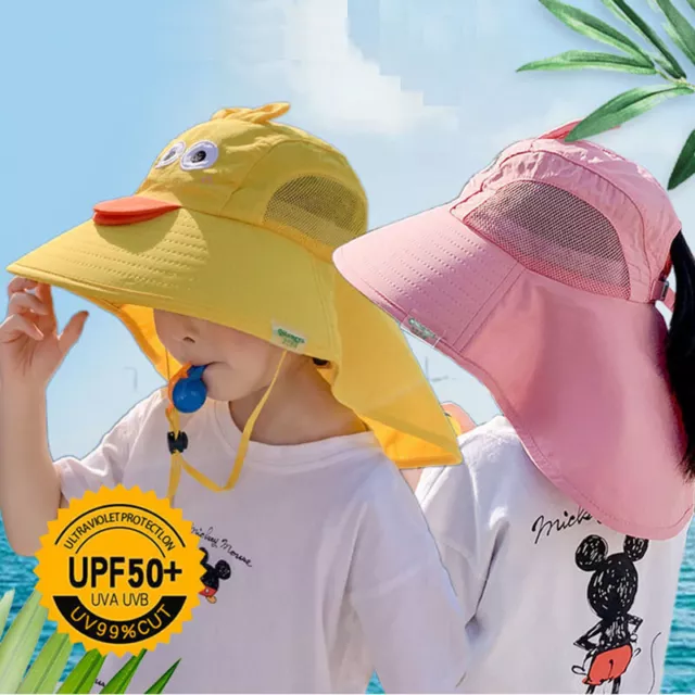 Baby Boys Girls Wide Brim Cute Sun Hat Kids Bucket Cap Summer Anti-UV Beach Cap 3