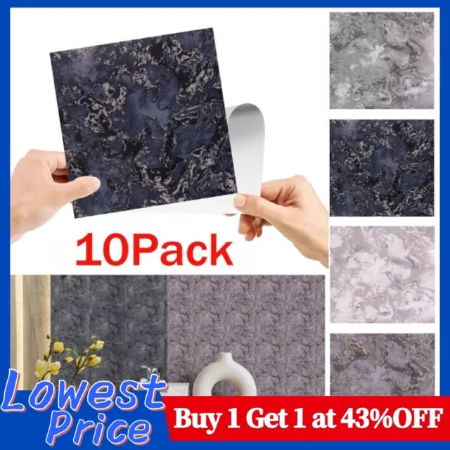 10x Mosaic Kitchen Tile Stickers Self-adhesive Glitter Sticker Marble Wall Decor