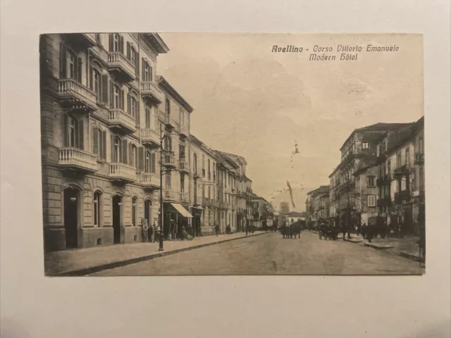 Cartolina Avellino Corso Vittorio Emanuele Modern Hotel 1931