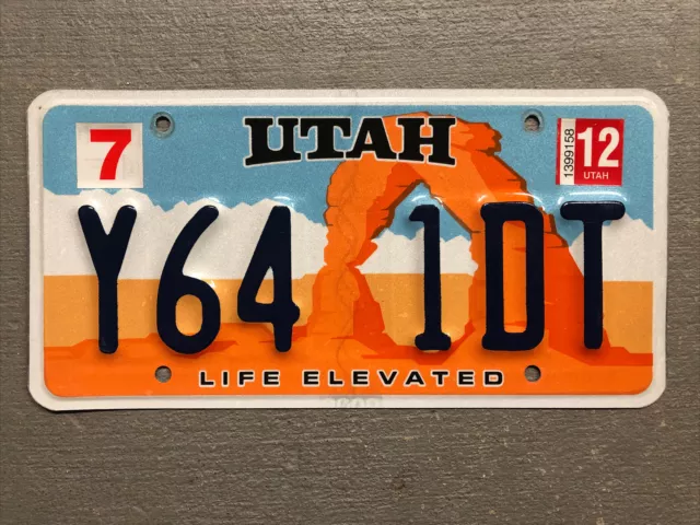 Utah License Plate Arch-Life Elevated Random Letters/Numbers Nice!!! On Sale!!!