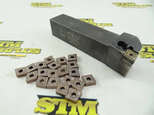 Gki Indexable Tutning Tool Holder 1-1/4" Shank Mclnl-204D + 21 Carbide Inserts