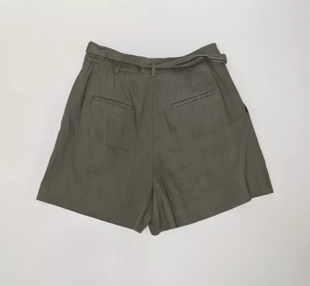 Antonio Melani Amee Army Green Linen Blend High Rise Tie Waist Shorts NEW Size 6 2