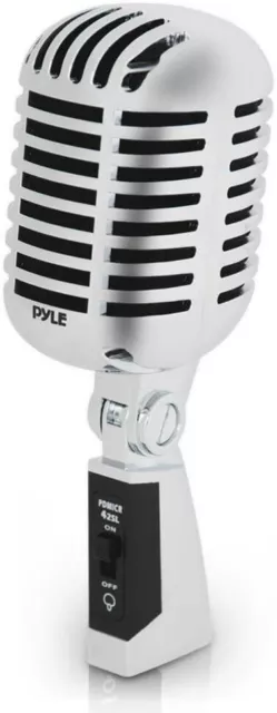 Pyle PDMICR42SL Classic Retro Vintage-Style Dynamic Vocal Microphone (Silver)