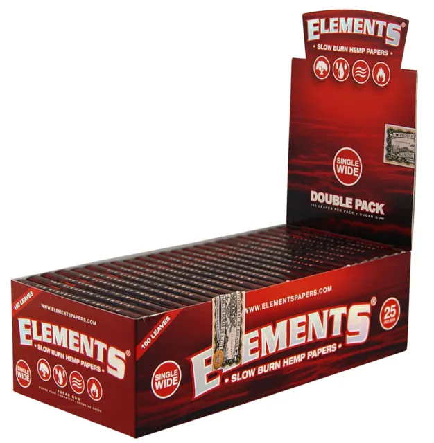 2 Boxen (50x) Elements Red Kurze Blättchen aus Hanf 100er Regular Hemp Papers