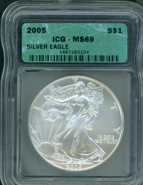 2005 American Silver Eagle ASE S$1 ICG MS69 MS-69 BEAUTIFUL Premium Quality PQ++