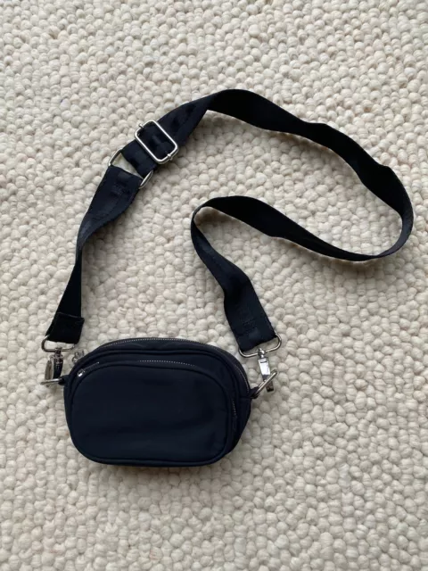 BNWOT ZARA BLACK Nylon MINI DUO ZIPPED CROSSBODY BAG 13.99
