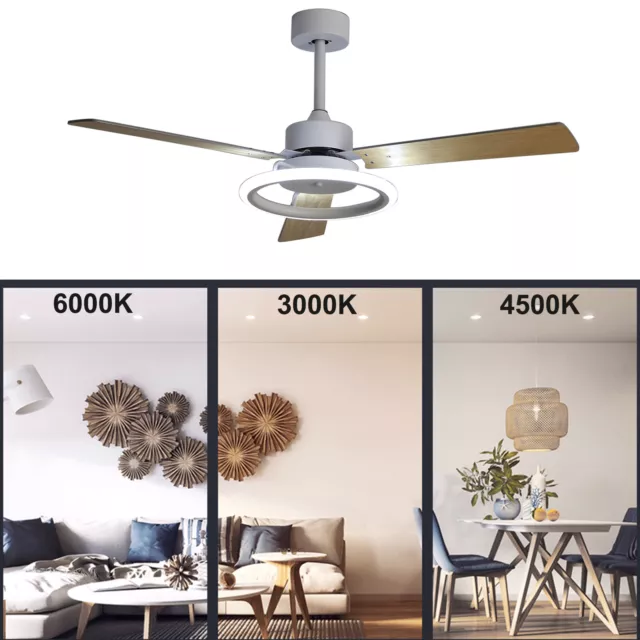 Brown 52'' Retractable Blades Modern Ceiling Fan Light LED W/ Remote Control US