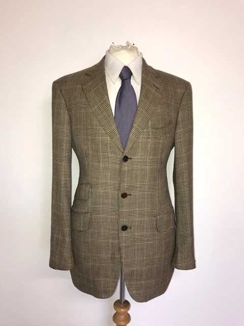Hackett - Uomo Seta Lana E Lino Quadri Giacca - 42 Reg - Splendido