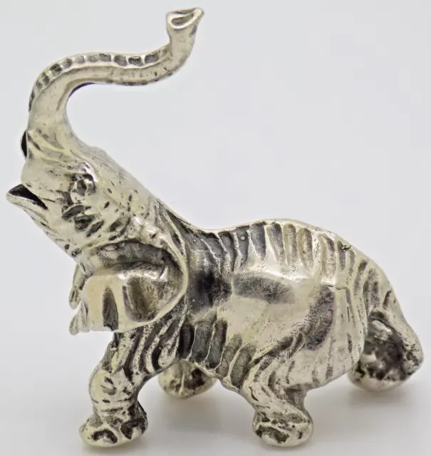 Vintage Italian Handmade Genuine Silver Barring Elephant Figurine Miniature