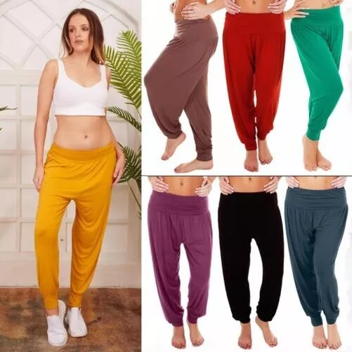 Da Donna Nuovo Pantaloni Harem Ali Baba Lungo Larghi Leggings Taglie Forti UK