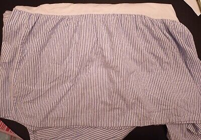 Falda de cama completa LL BEAN con volantes de polvo azul blanco a rayas 100 % algodón esquinas divididas