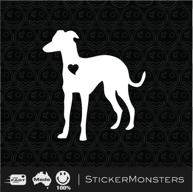 Love Greyhound Sticker Decal 100mmW Car Dog animal Trailer ManCave Van Trailer.