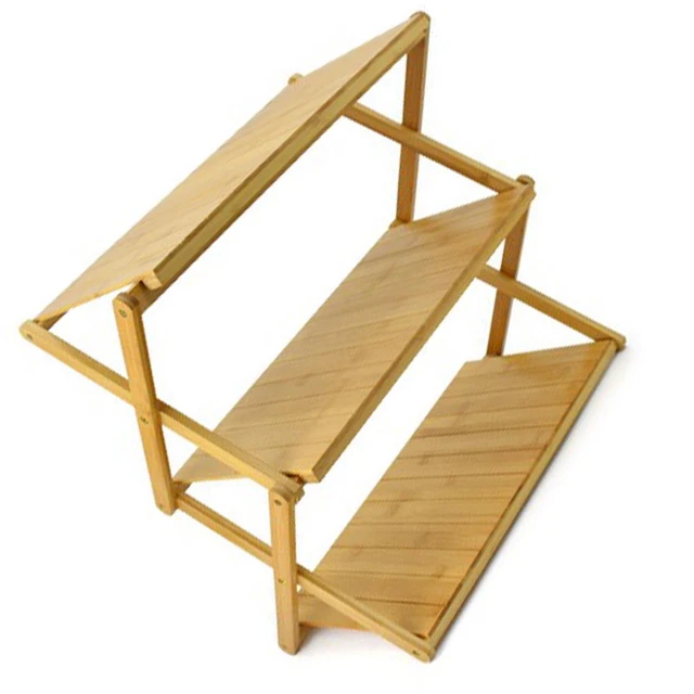 (3 strati) Scaffale pieghevole in legno ripiano pieghevole risparmio spazio multi