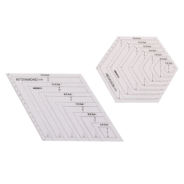 Rhombus Ruler QUILTING PATCHWORK RULER Triangle Rhombus Hexagon Acrylic Template ...