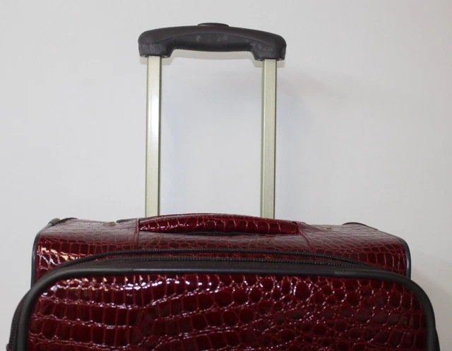 2 Pc. Samantha Brown Classic Red Croc Embossed Wheeled Luggage w/Overnight Bag 3