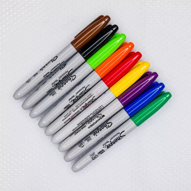 Sharpie Fine Point Used Multicolor Permanent Markers/Pens - Lot Of 9 - #5