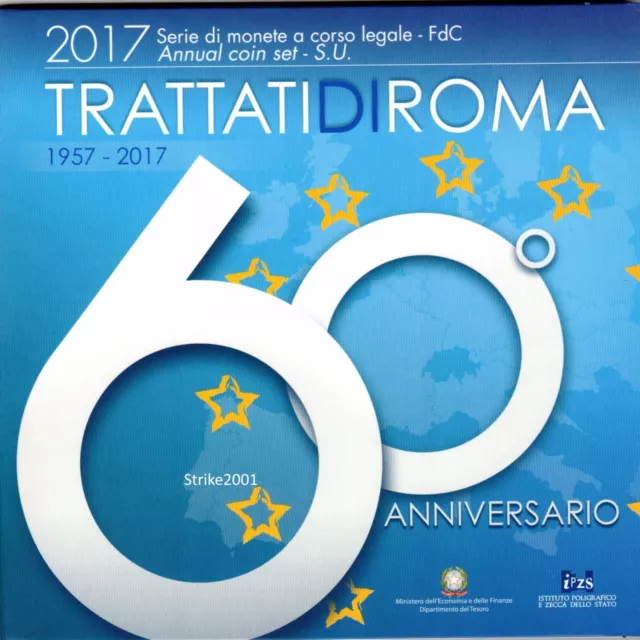 Euro ITALIA 2017 Folder Ufficiale 10 monete FDC 60° Trattati di Roma