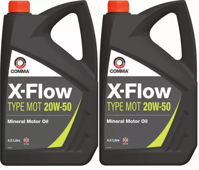 2x Comma - X-Flow Type Mot 20W50 Mineral Motor Engine Oil XFMOT1G - 4.5L = 9L