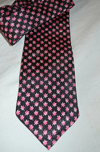 Dunhill ~ London klassische elegante schwarze/rote Blumenmuster-Krawatte aus 100 % Seide