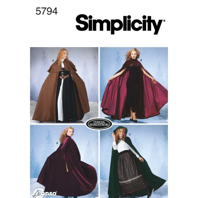 SIMPLICITY 5794 MISSES CAPES COSTUMES Sewing Pattern Sizes XS - L  3 STYLES