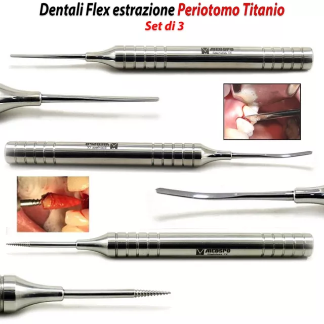 Dentale Flex estrazione Periotomo Titanio Set 3 strumenti radice lussante vite