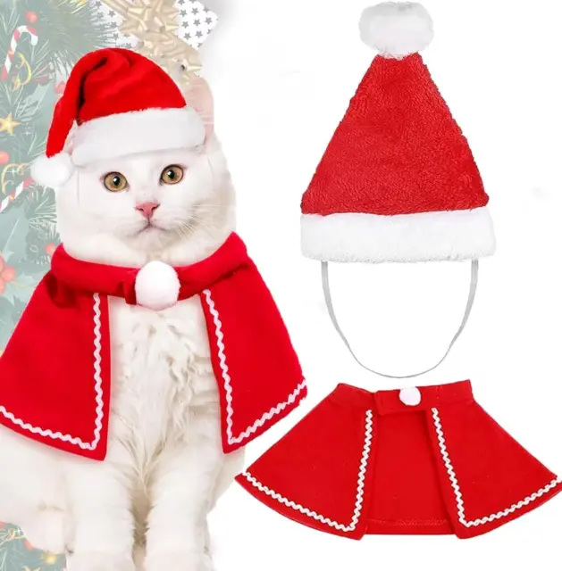 Costume Natalizio per Animali Domestici,Vestiti per Cani Natal,Costume per Gatto