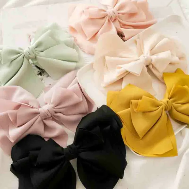 Solid Color Large Bow Barrette Chiffon Three Layers Hair Clip Hair Accessories