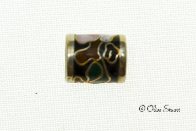 Oriental Cloisonne Beads Loose 11mm x 9mm large cylinder 2